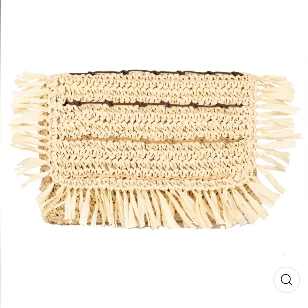NEW NWT Bay Sky Callie Natural Crochet Woven Large Clutch